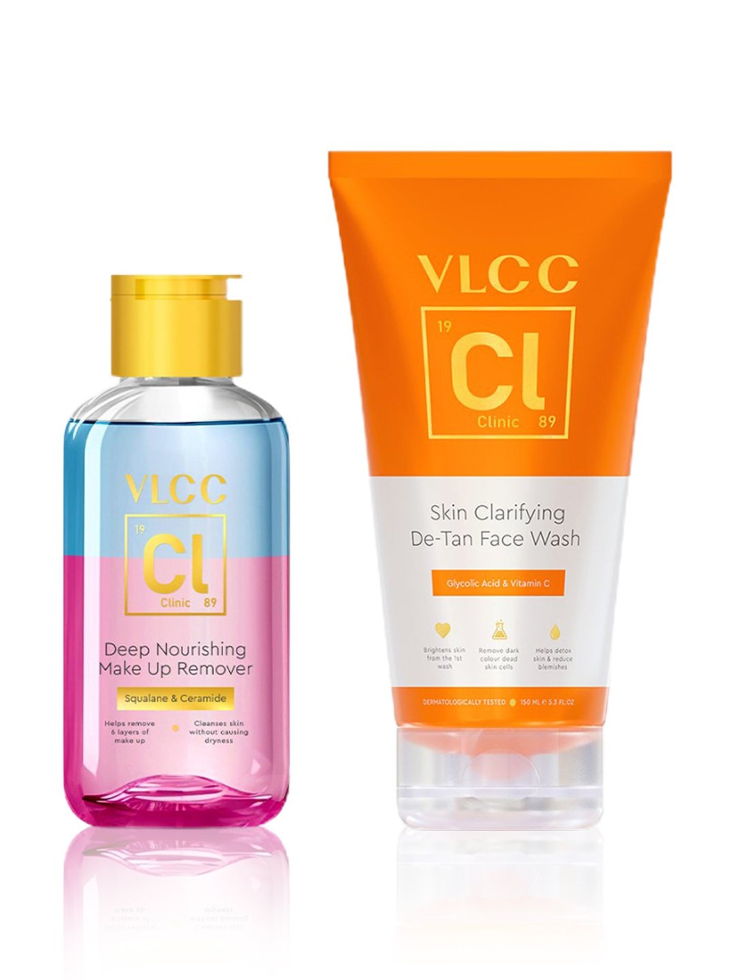 VLCC Clinic Skin Clarifying De-Tan Face Wash & Deep Nourishing Make Up Remover Combo