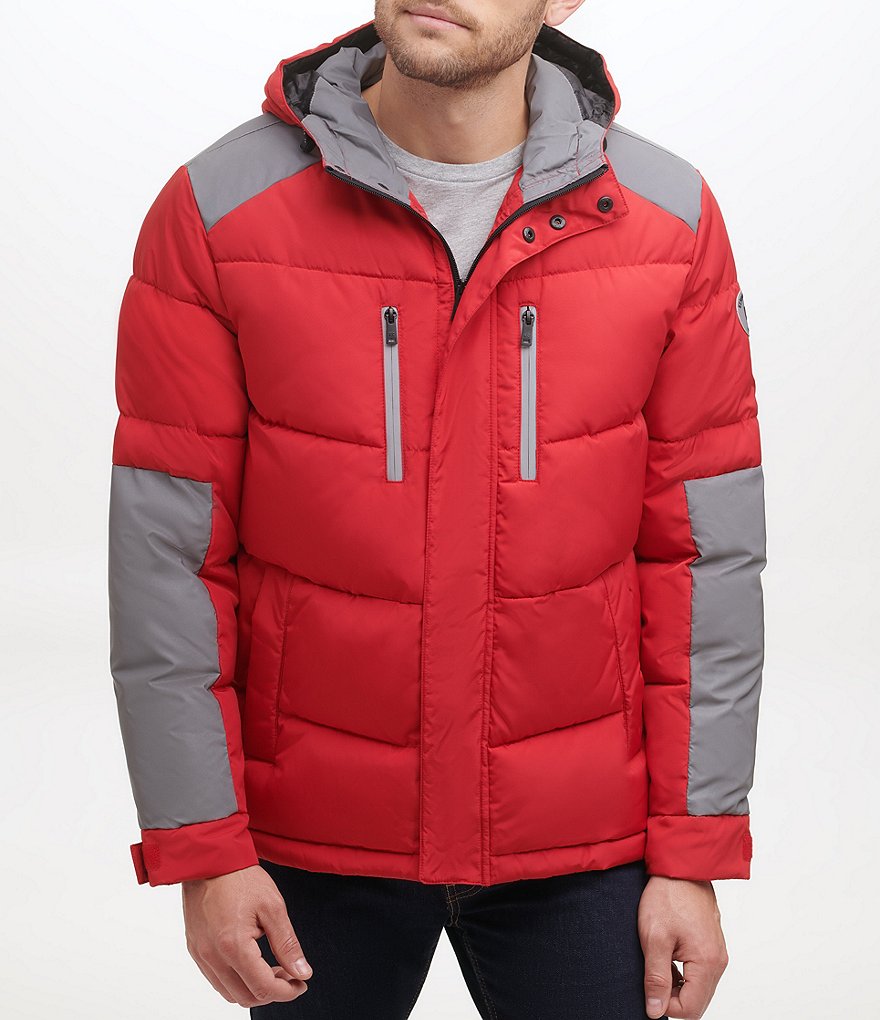 Kenneth Cole New York Long-Sleeve Mixed-Media Hooded Puffer Jacket