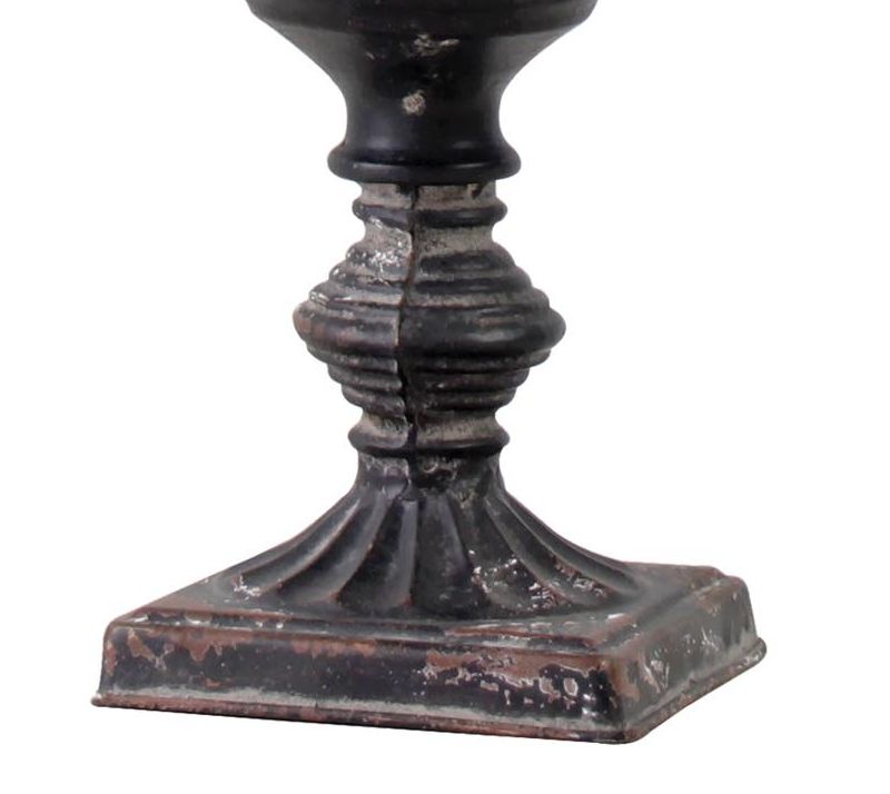 Glass Jar with Black Distressed Metal Finial Stand - Foreside Home & Garden