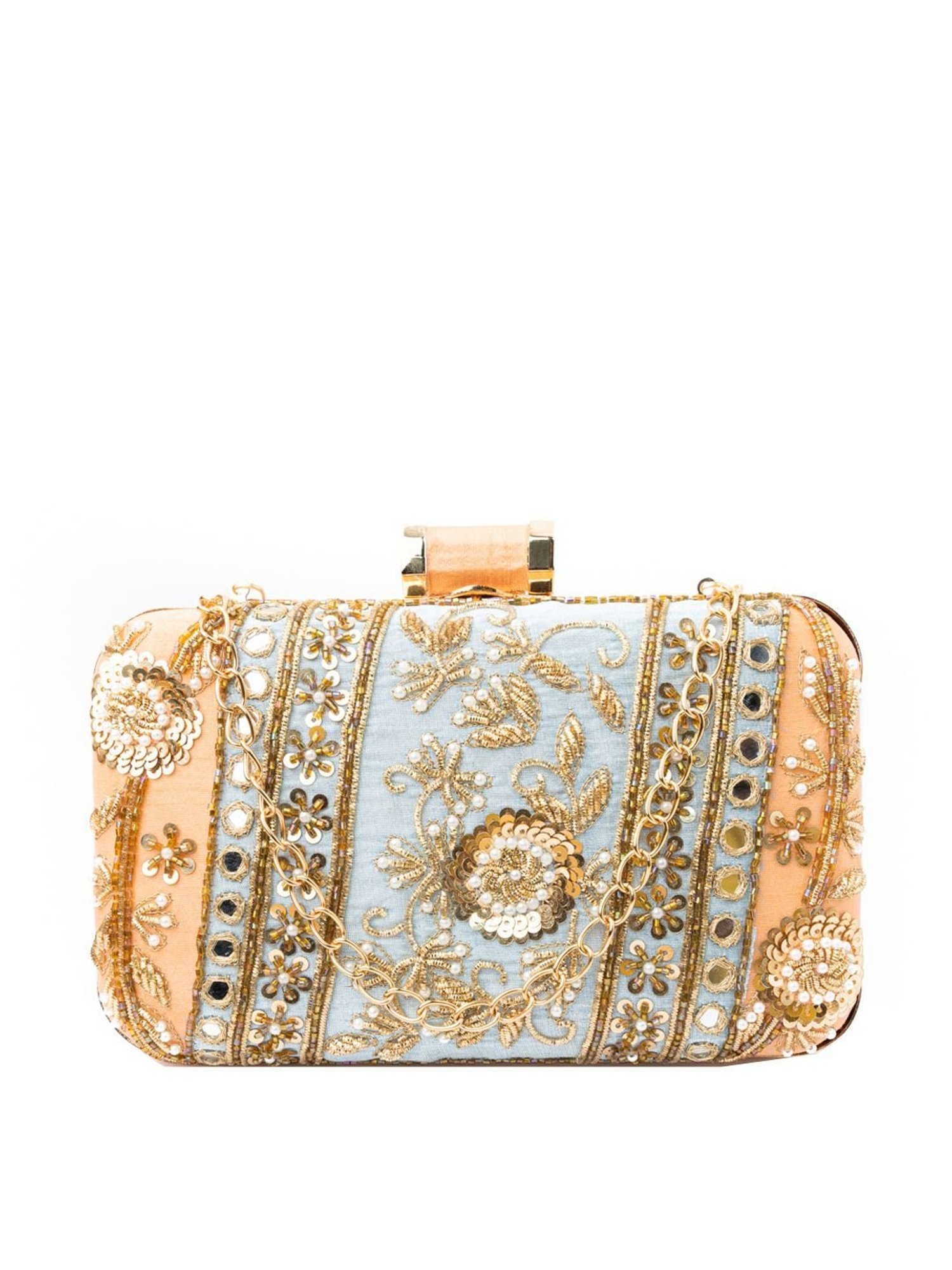 NR by Nidhi Rathi Beige Fabric Clutch