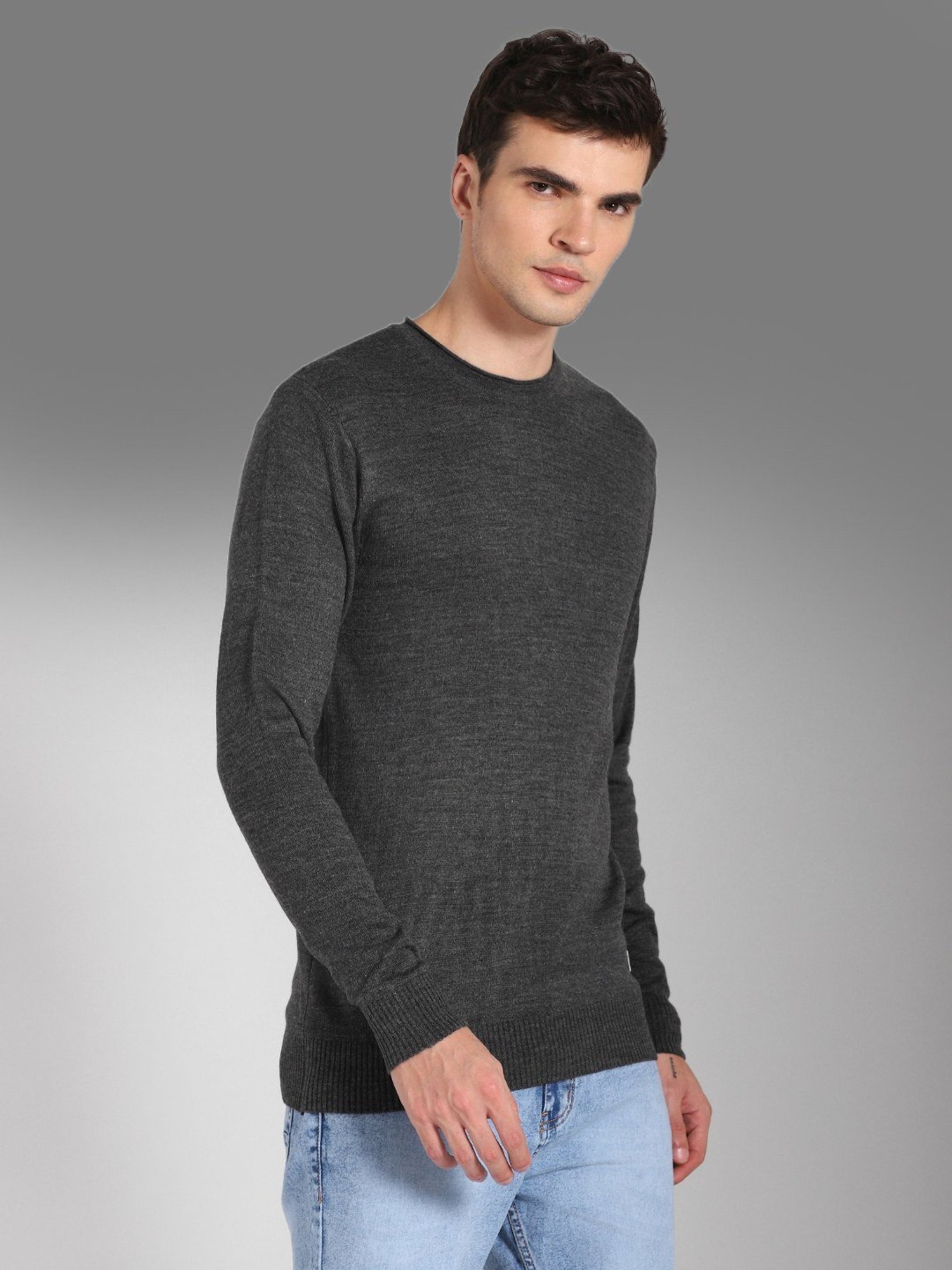 High Star Grey Regular Fit Sweater