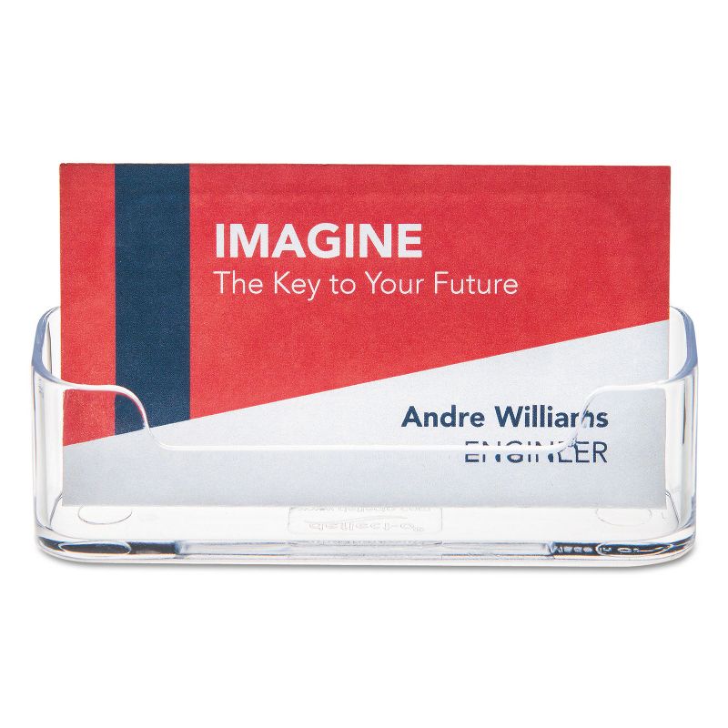 Deflecto Horizontal Business Card Holder Holds 50 2 X 3 1/2 Cards Clear 70101