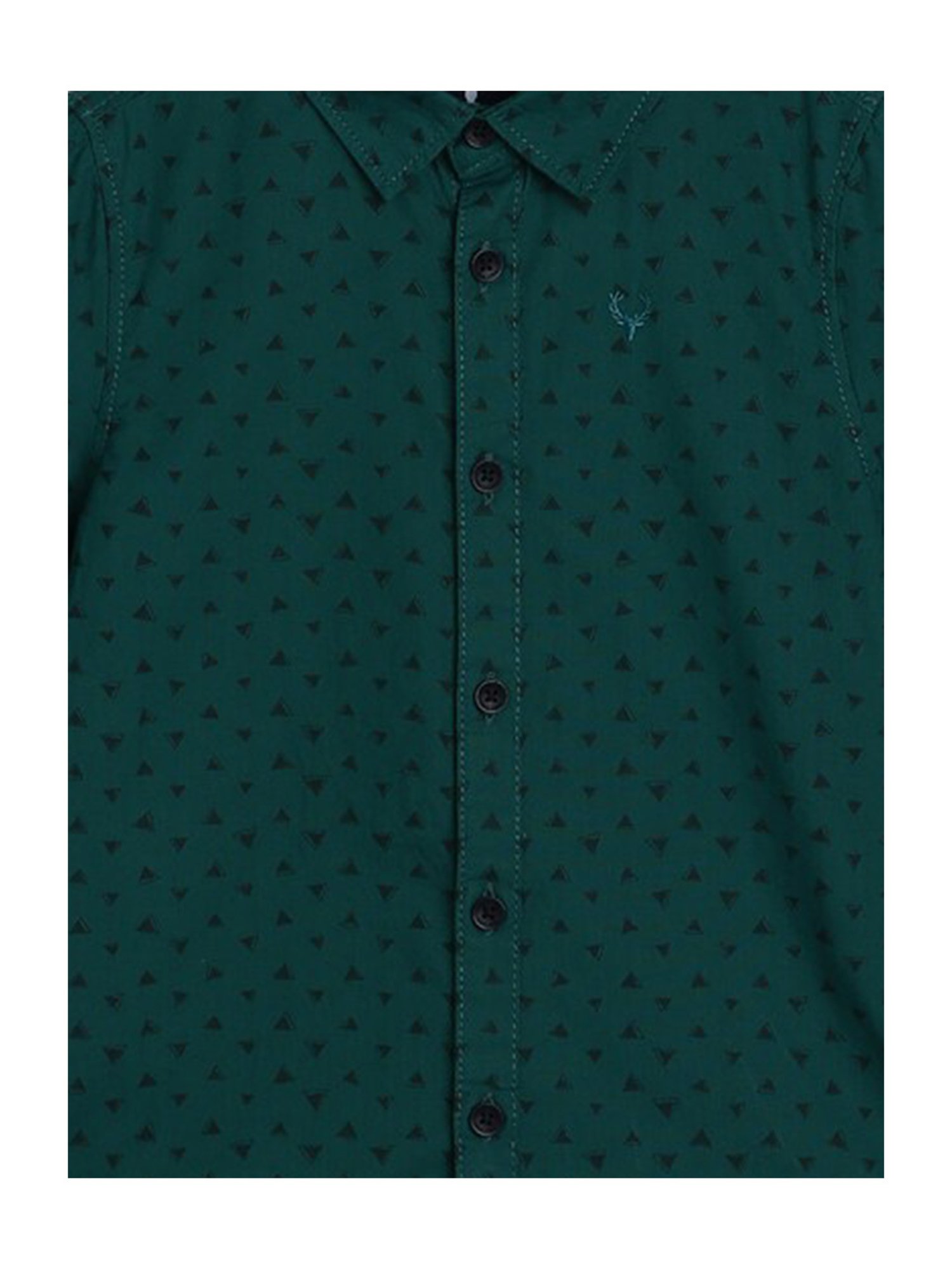 Allen Solly Junior Dark Green Printed Full Sleeves Shirt