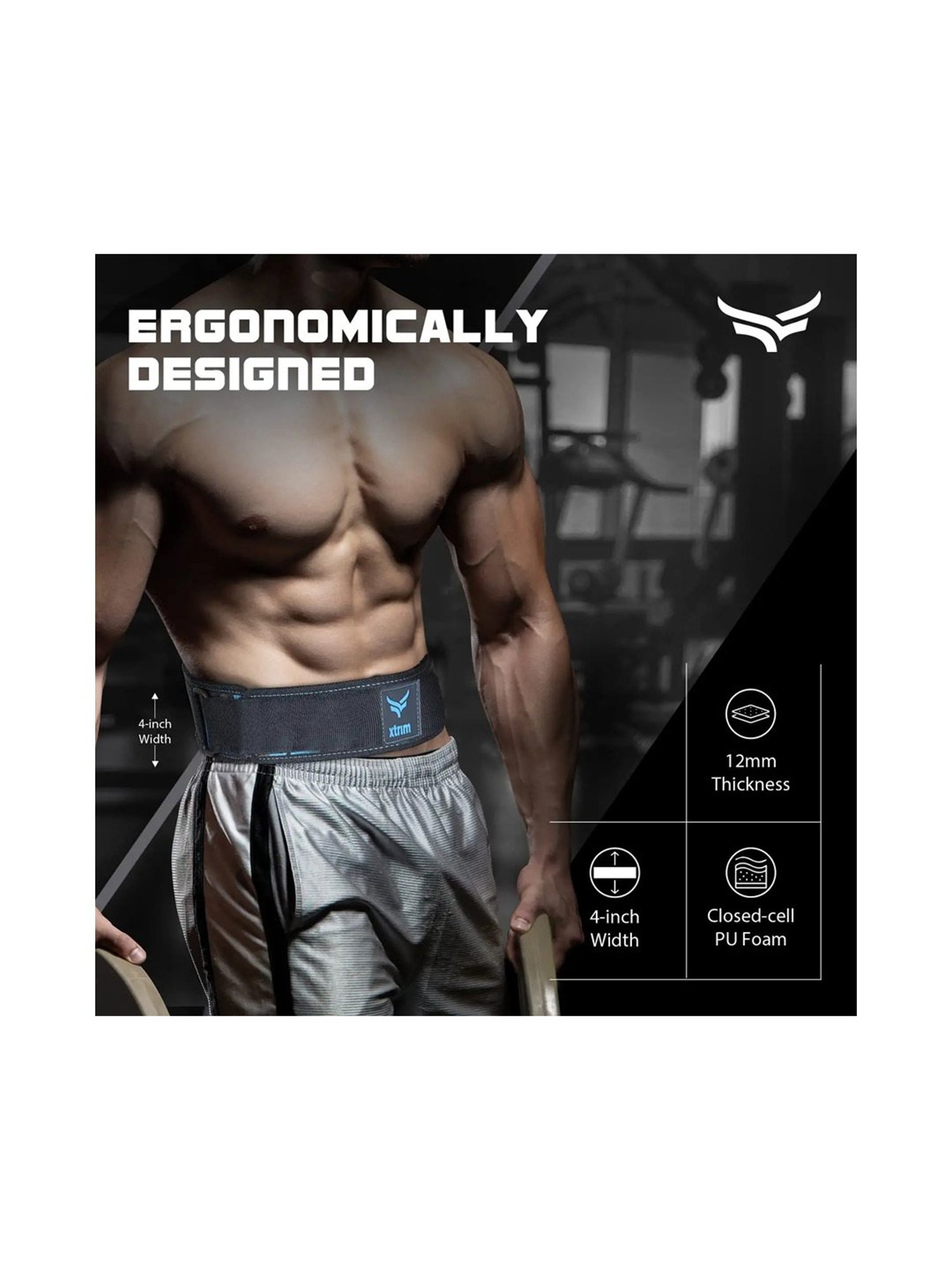 Xtrim 4 Inches Weight Lifting Belt (Grey) Size - Large