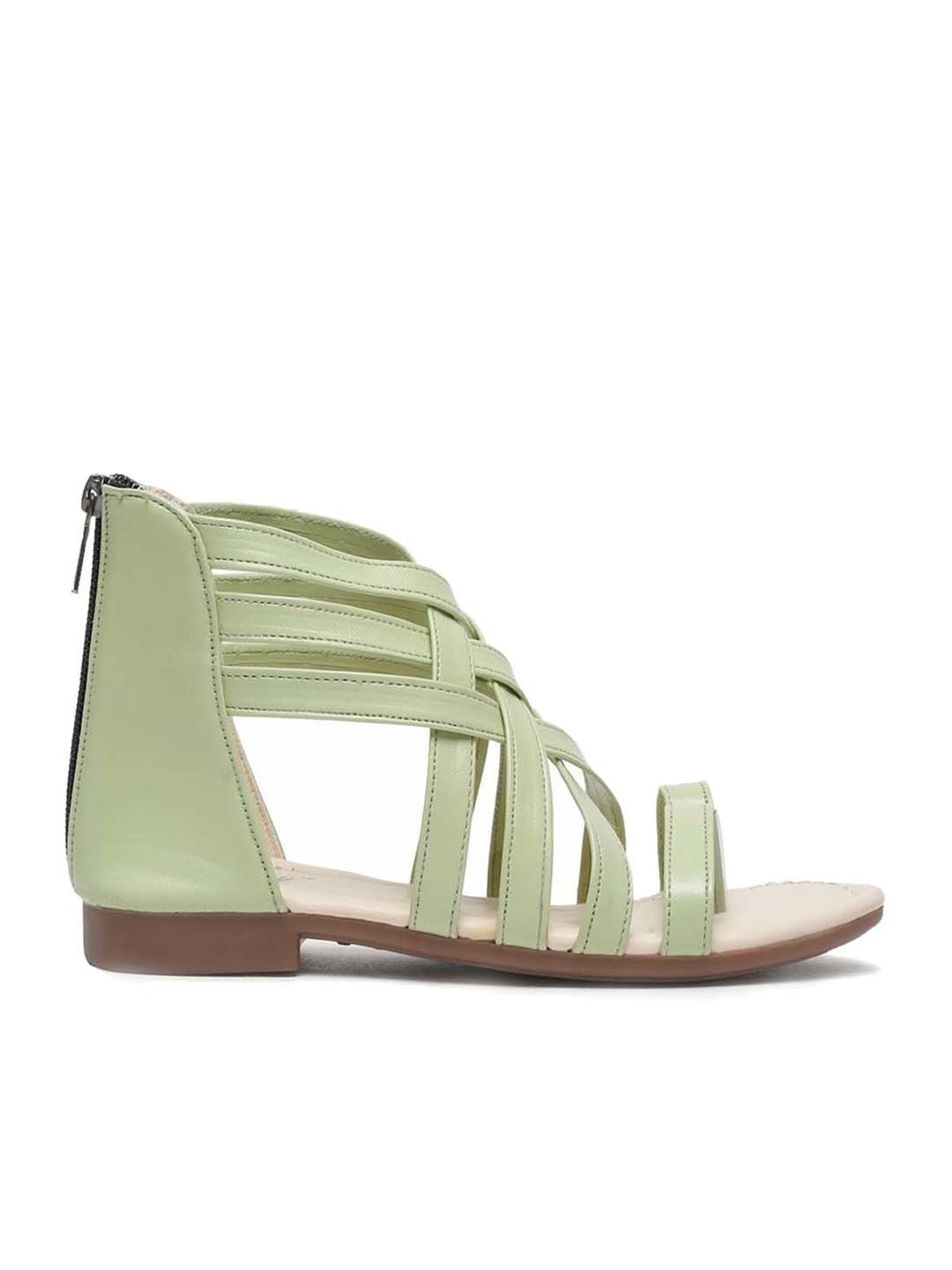 Tiny Bugs Kids Olive Green Cross Strap Sandals