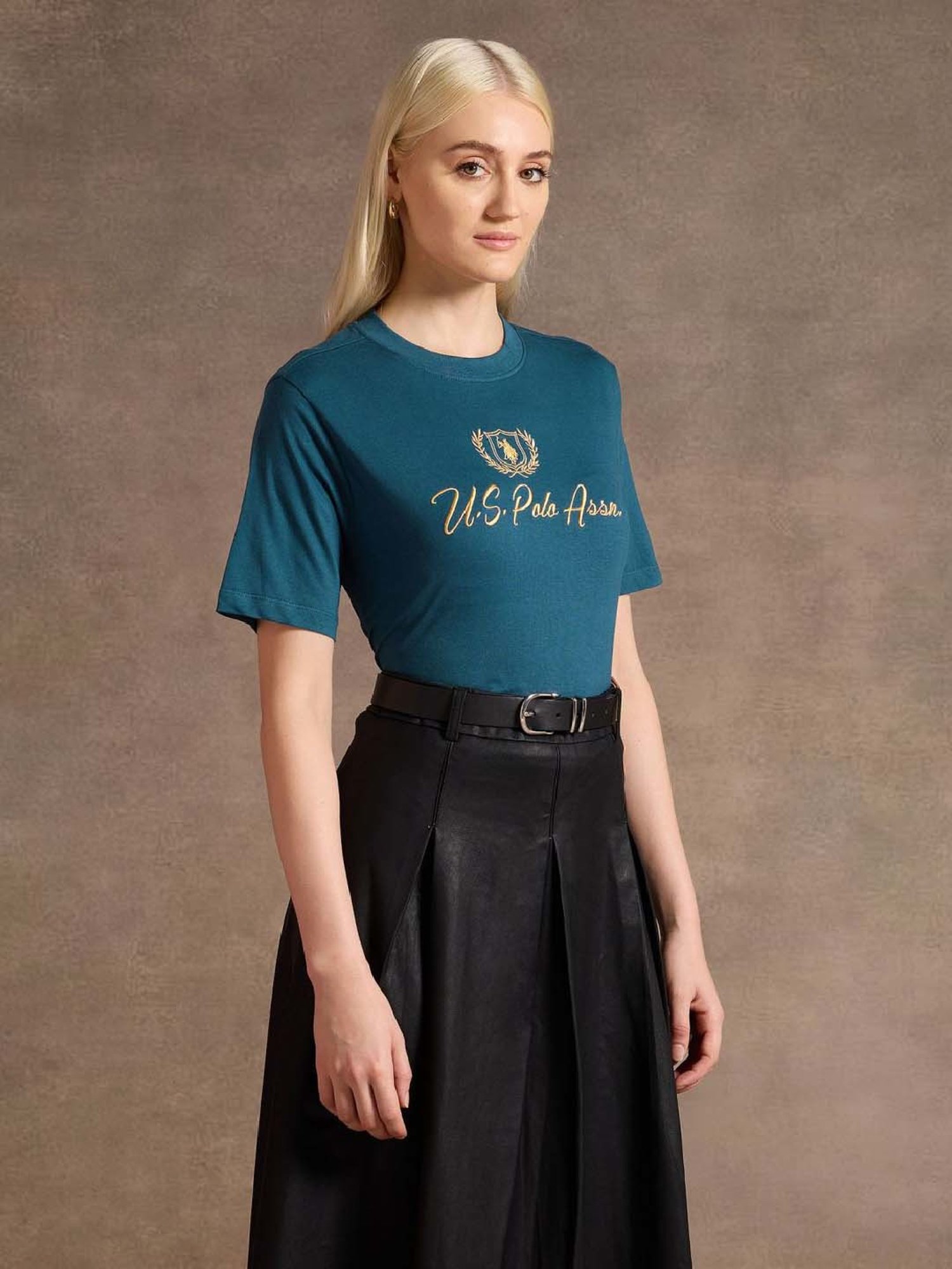 U.S. Polo Assn. Blue Cotton Logo Work T-Shirt