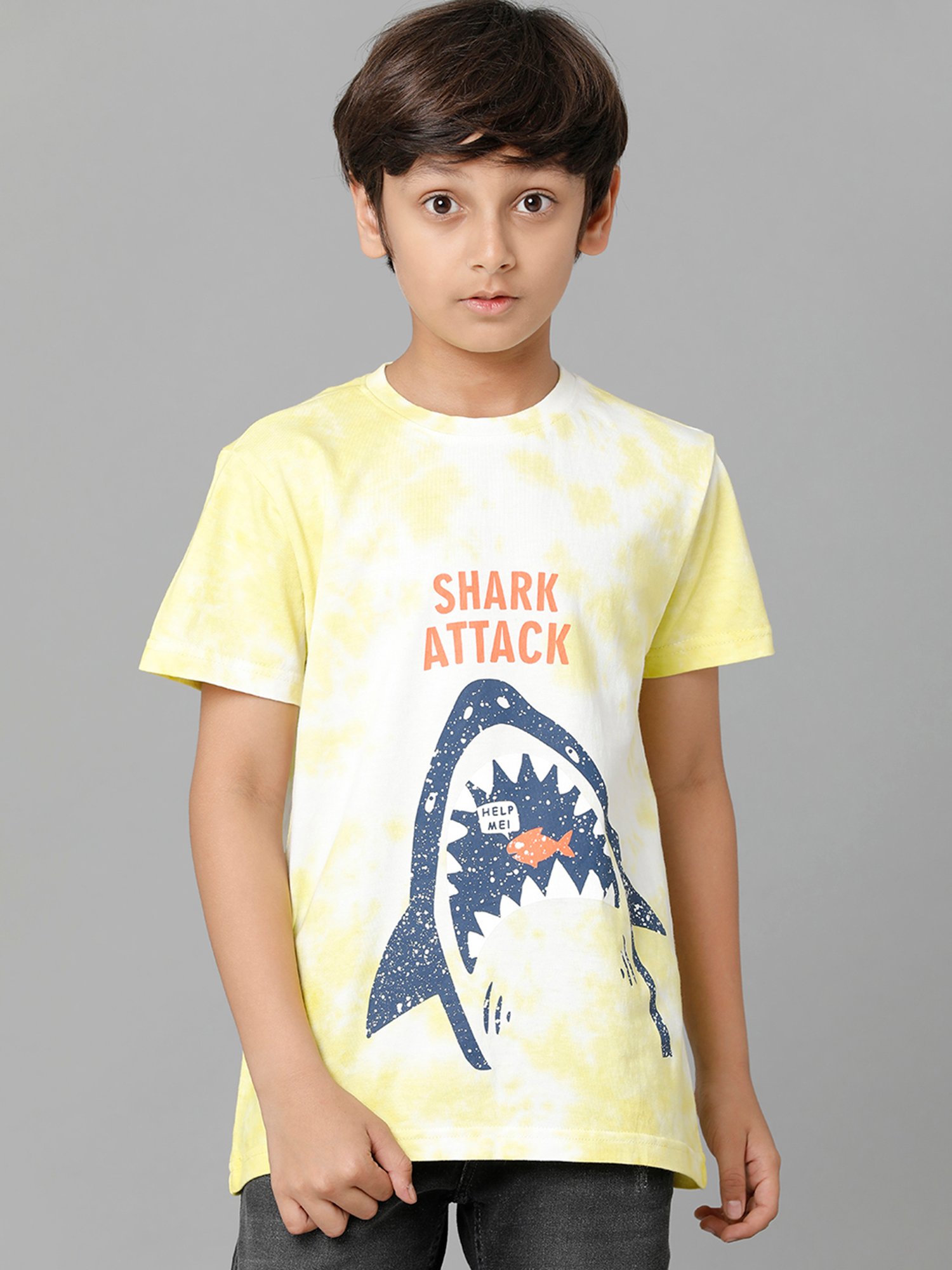 Under Fourteen Only Boys Yellow Printed T-Shirt