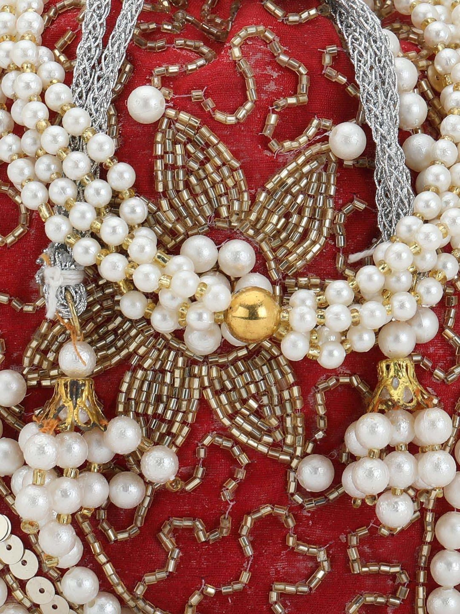 Gaurapakhi Red Embellished Potli