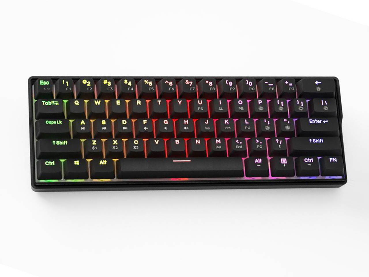 KEMOVE 61 Shadow hot swappable Bluetooth 5.1 Wireless/Wired 60% RGB Mechanical Gaming Keyboard, PBT Keycap, Full Keys Programmable for Win/Mac - Black (Gateron White Mechanical Switch)