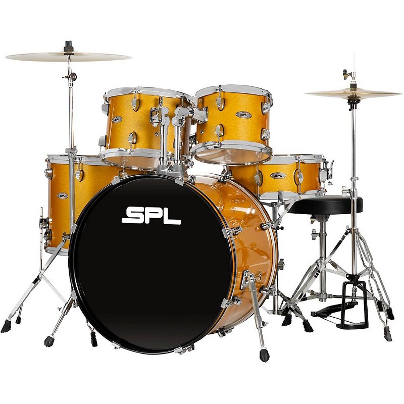 Sound Percussion Labs UNITY II 5-Piece Complete Drum Set With Hardware, Cymbals and Throne Gold Medal Speckle
