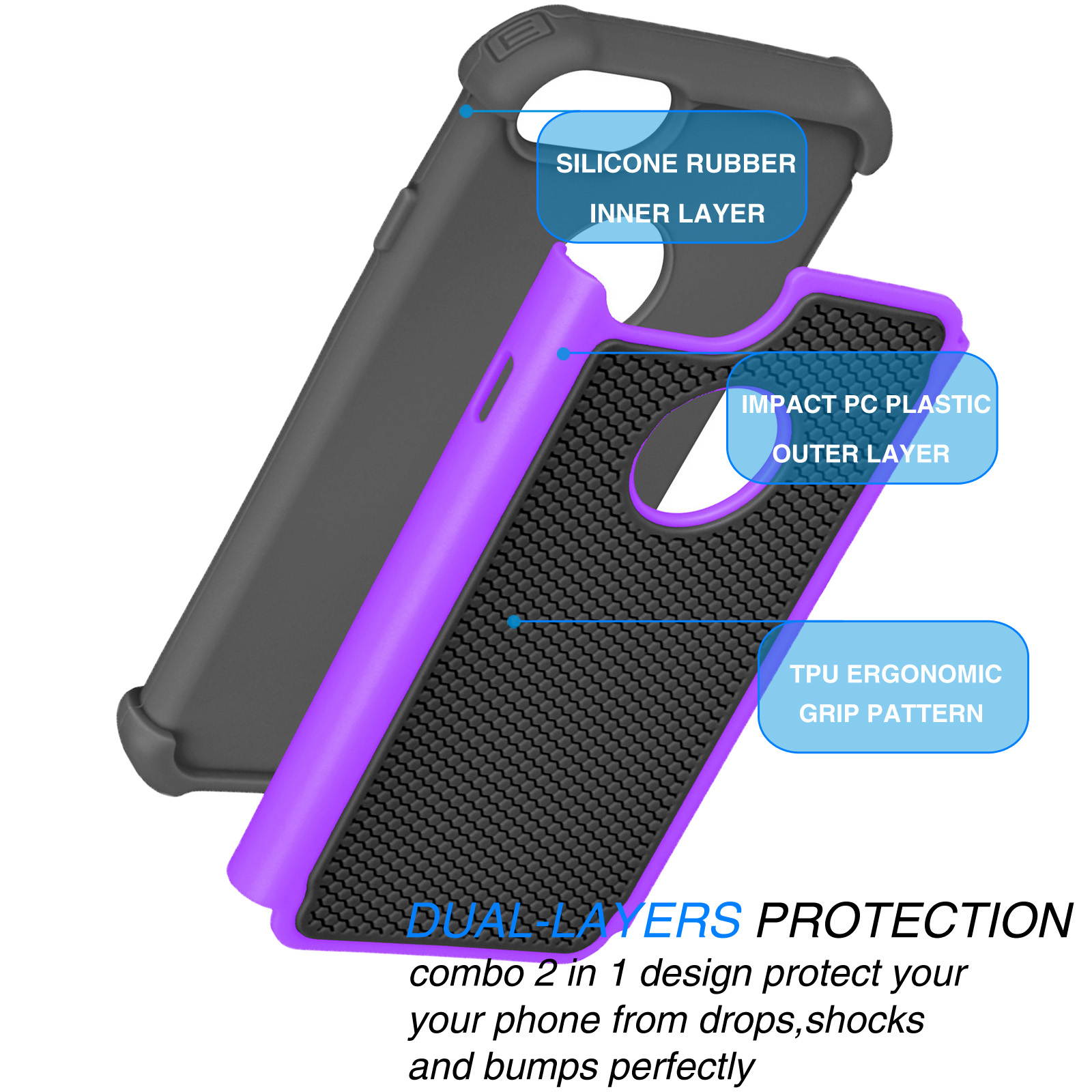 Tekcoo for iPhone 8 Case/iPhone 7 Cute Case, [Tmajor] Shock Absorbing Cases [Blue] Hybrid Bumper Sturdy Defender Rugged Cases Cover Plastic Outer & Rubber Silicone Inner