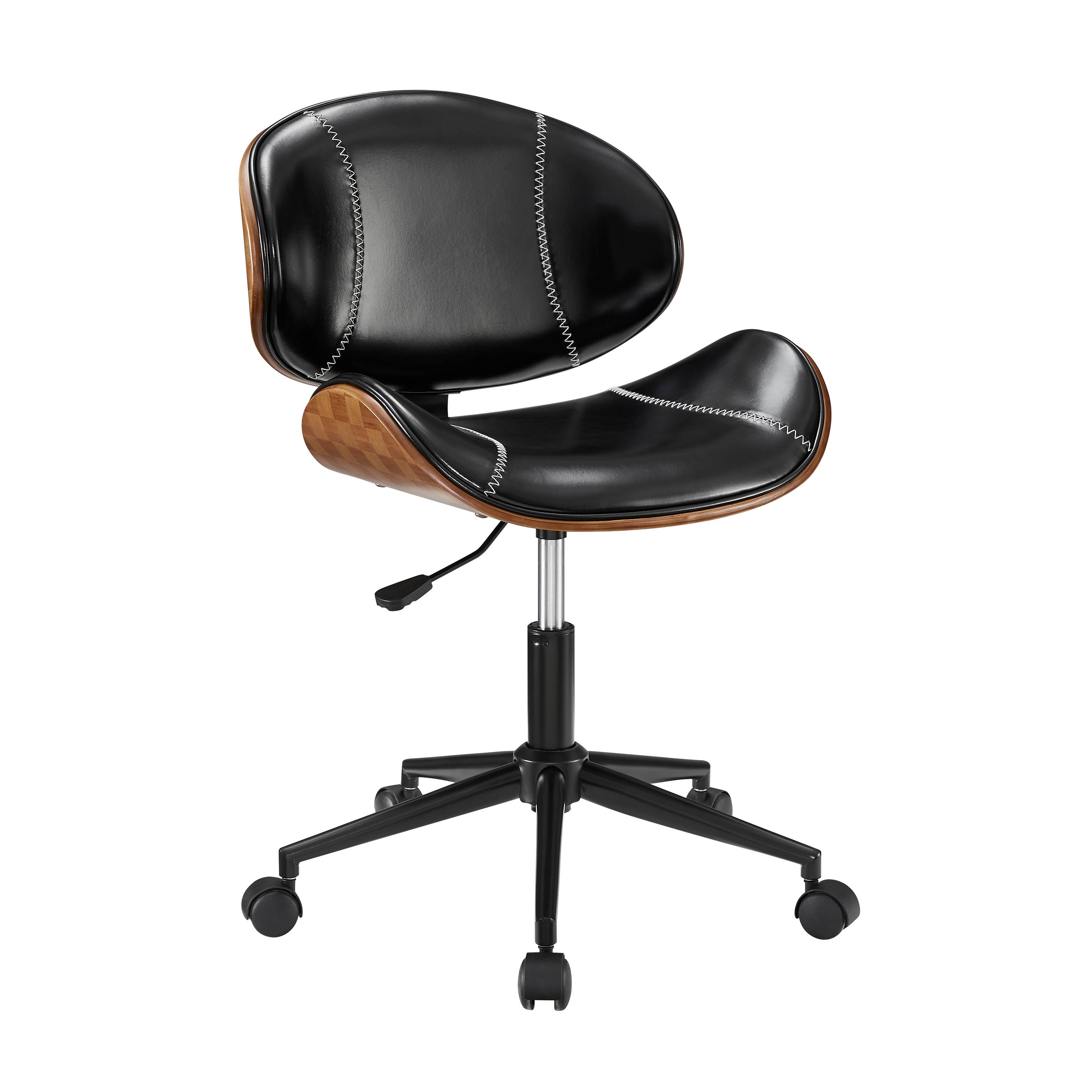 Art-Leon Faux Leather Upholstery Swivel Accent Home Office Desk Chair with 5 Casters and Unique Chess-Board Back Deco