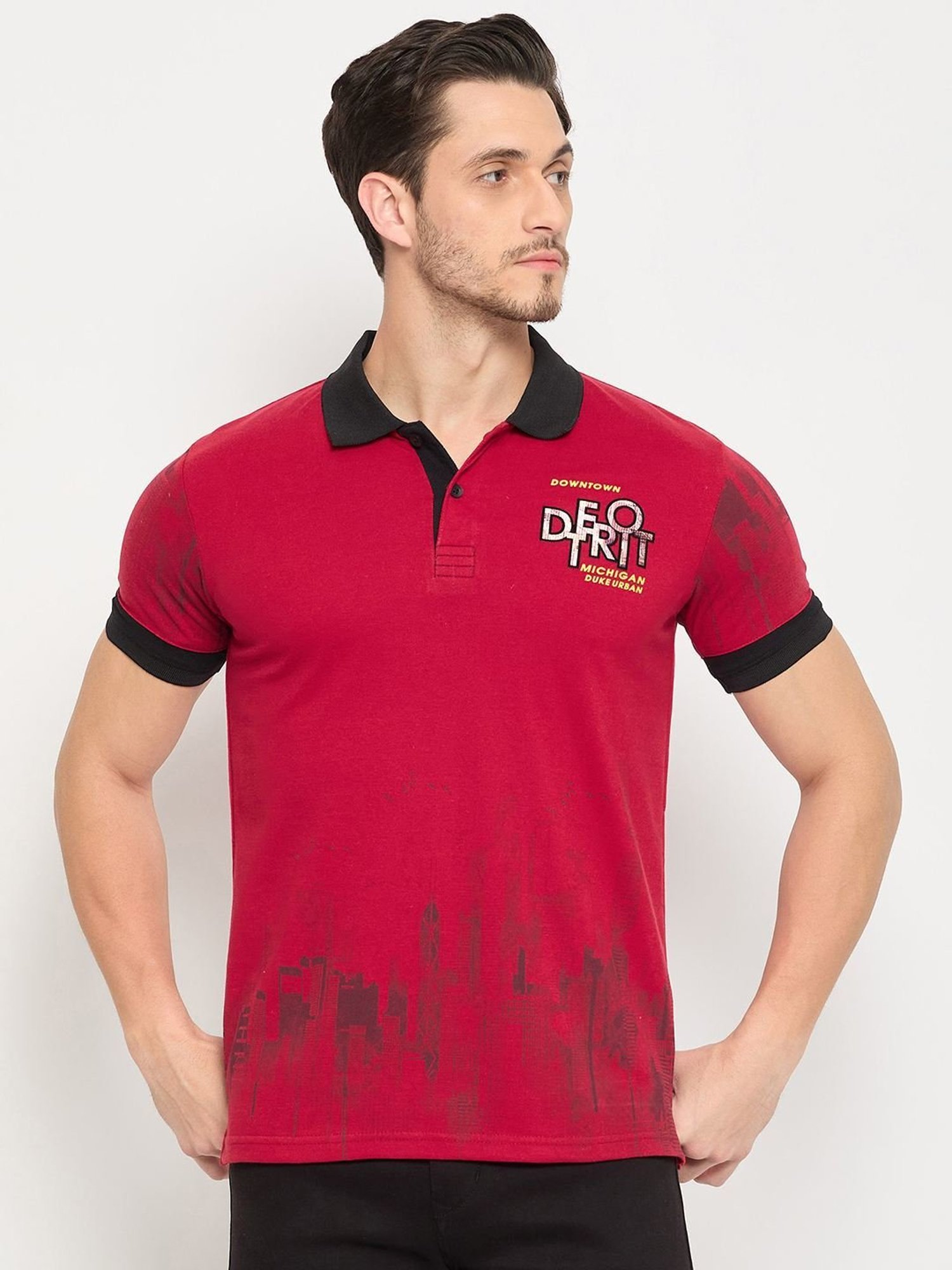 Duke Cranberry Slim Fit Printed Polo T-Shirt