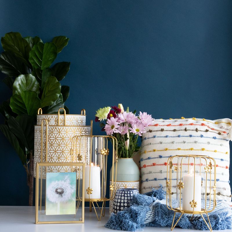 Blue Pattern Hand Woven 50 x 60 inch Cotton Throw Blanket with Hand Tied Tassels - Foreside Home & Garden