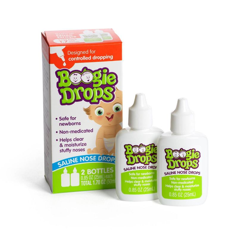 Boogie Drops Saline Nose Drops Twin Pack - 1.7 fl oz