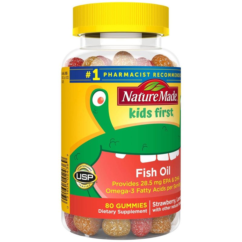 Nature Made Kids First Fish Oil - Omega EPA and DHA Gummies - Strawberry, Lemon & Orange - 80ct