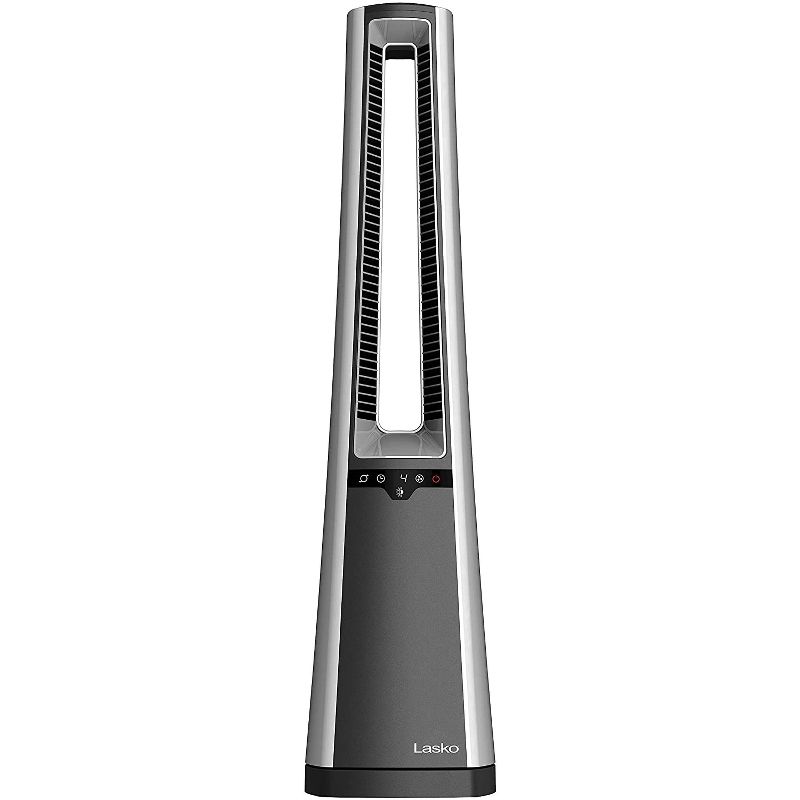 Lasko AC615 4-Speed Bladeless Remote Control Oscillating Indoor Whole Room Tower Pedestal Fan with 8 Hour Timer and Washable Filter