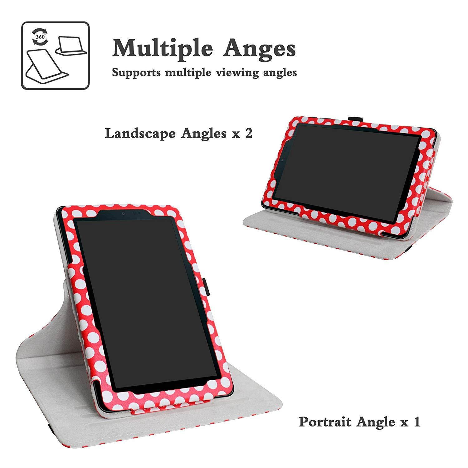 Sprint Slate 8" Tablet Rotating Case,Mama Mouth 360 Degree Rotary Stand with Cute Cover for 8" Sprint Slate 8 (AQT80) / Sprint Slate 8 Plus Android Tablet,Polkadot Red