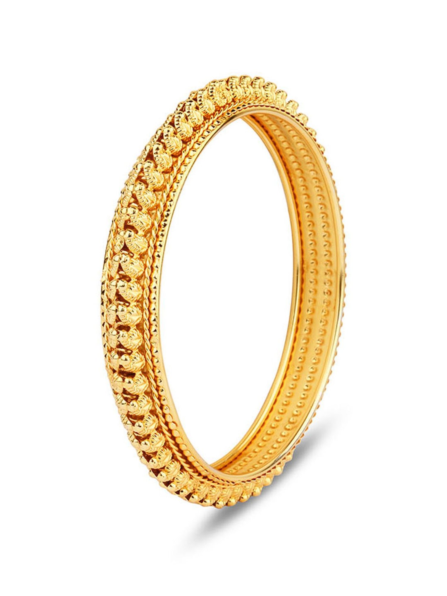 Fida Ethnic Traditional Gold Pkated Embossed Bangle Set for Women - Set of 2