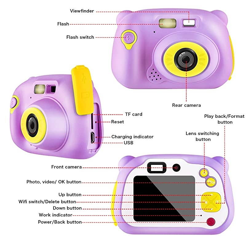 Memory Card Include] Kids Camera, Kids Digital Camera 12 Megapixel WiFi Kids Digital Camera for 2020 for Kids (Pink)