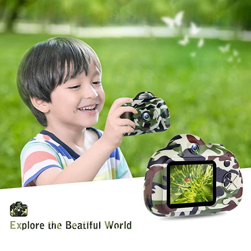 Kids Camera for Boys,4 5 6 7 Year Old Boy Gifts,Toys for 6 7 Year Old Boys,Best Gifts for Toddlers Camping,Kids Digital Video Camcorders,Camo(32GB SD Card Included).