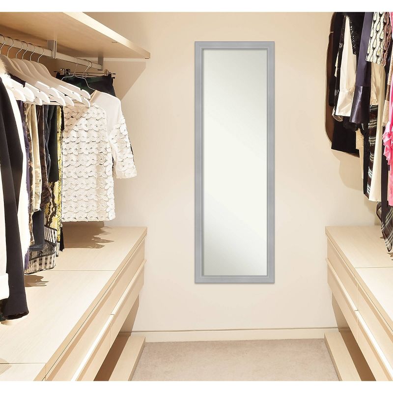 17" x 51" Vista Brushed Framed On the Door Mirror Nickel - Amanti Art