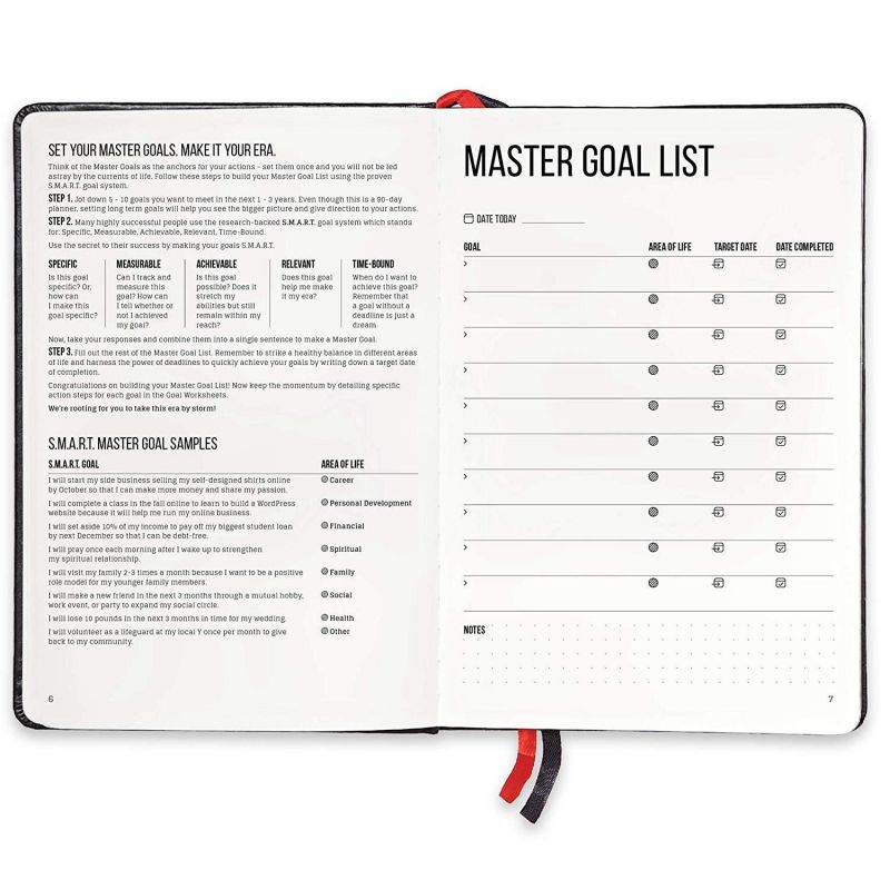 A5 Daily Planner Calendar & Journal: Durable, Smart System Tracker with Inspirational Quotes, Weekly & Monthly Goal Planners, 90 Day Time Management Calendars, Gratitude Journals & Diary Notebook