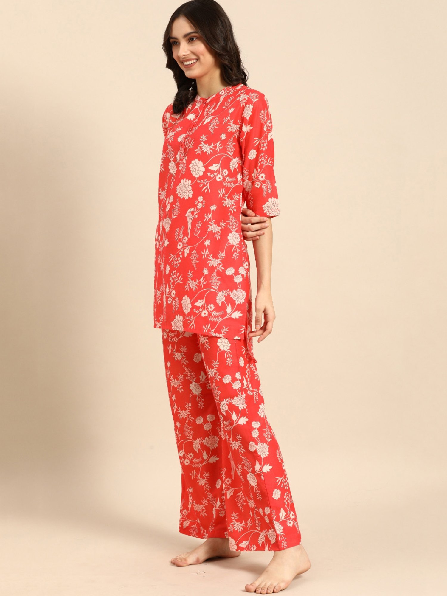 Clt.s Orange Printed Tunic With Palazzos