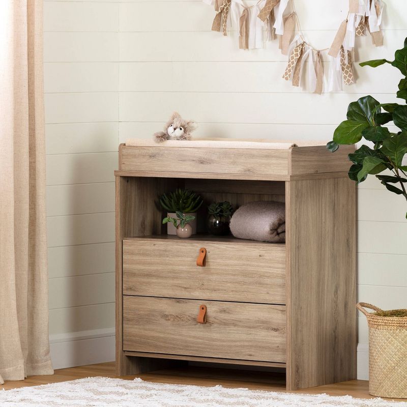 Hankel Changing Table - Pure White and Weathered Oak - South Shore