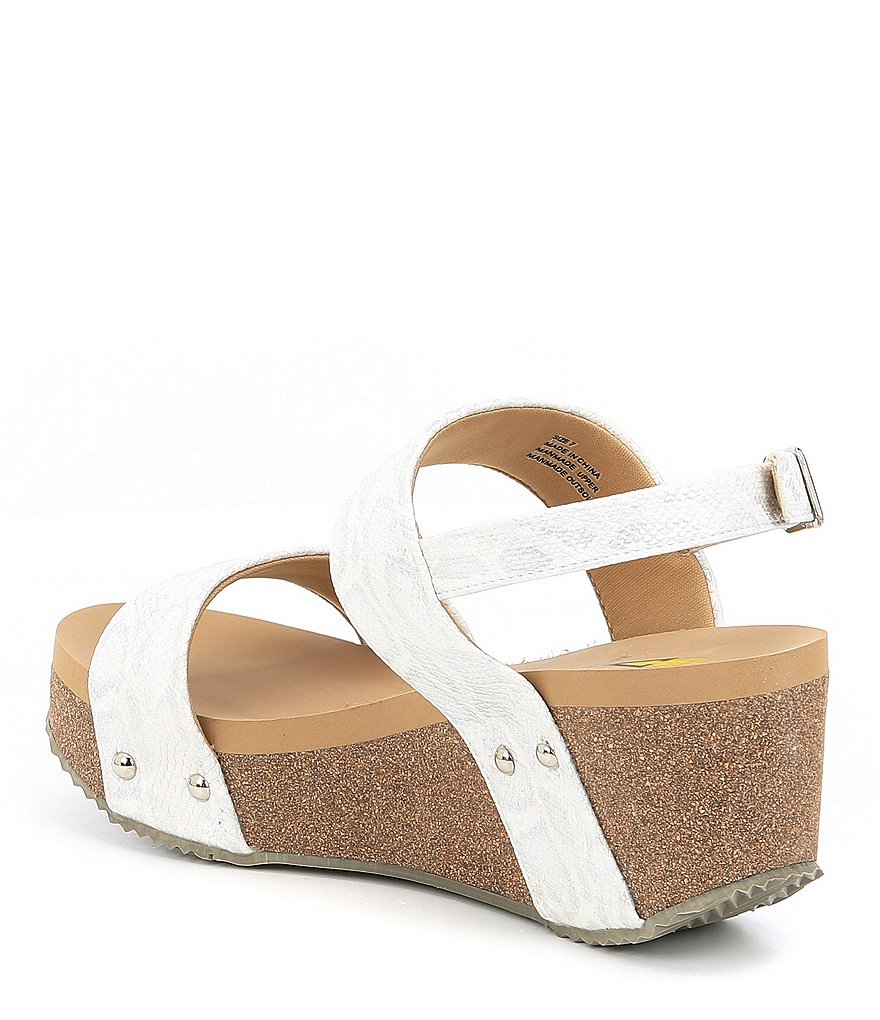 Volatile Summer Love Snake Print Banded Sling Wedge Sandals