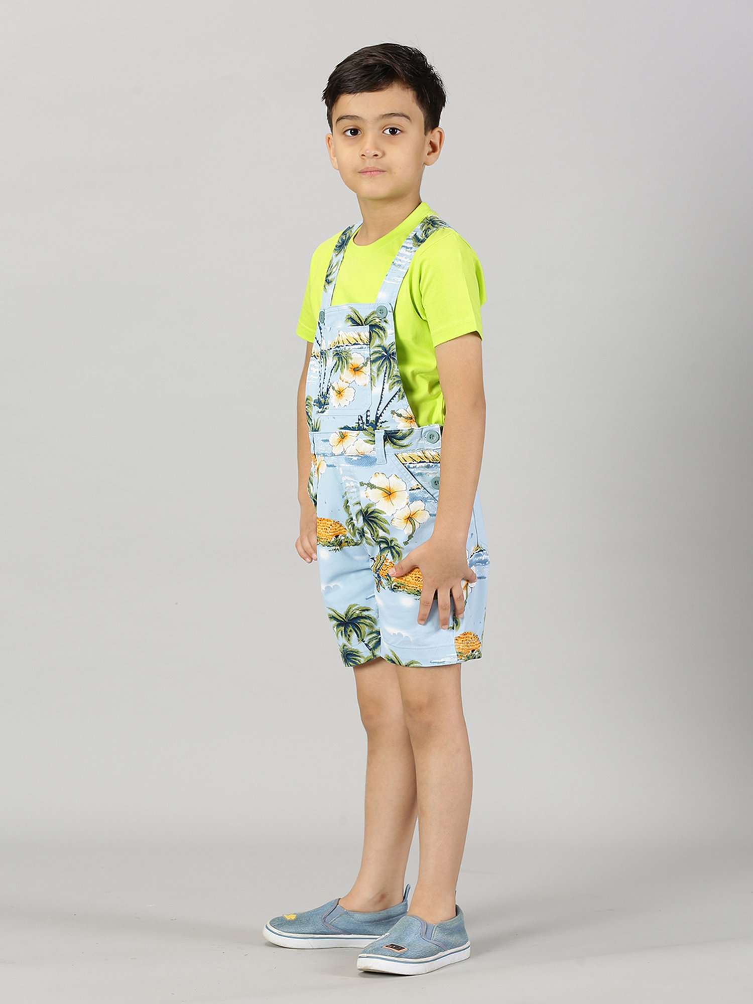 Kiddopanti Kids Blue Solid Dungaree