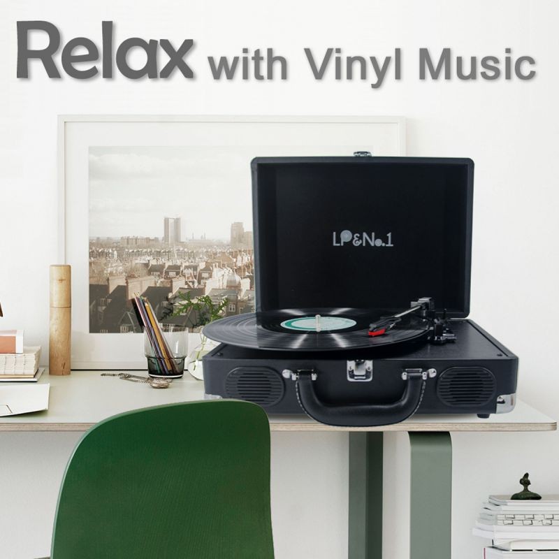 LP&No.1 Suitcase Bluetooth Turntable with Stereo Speaker,3 Speeds Vinyl Record Player Turquoise