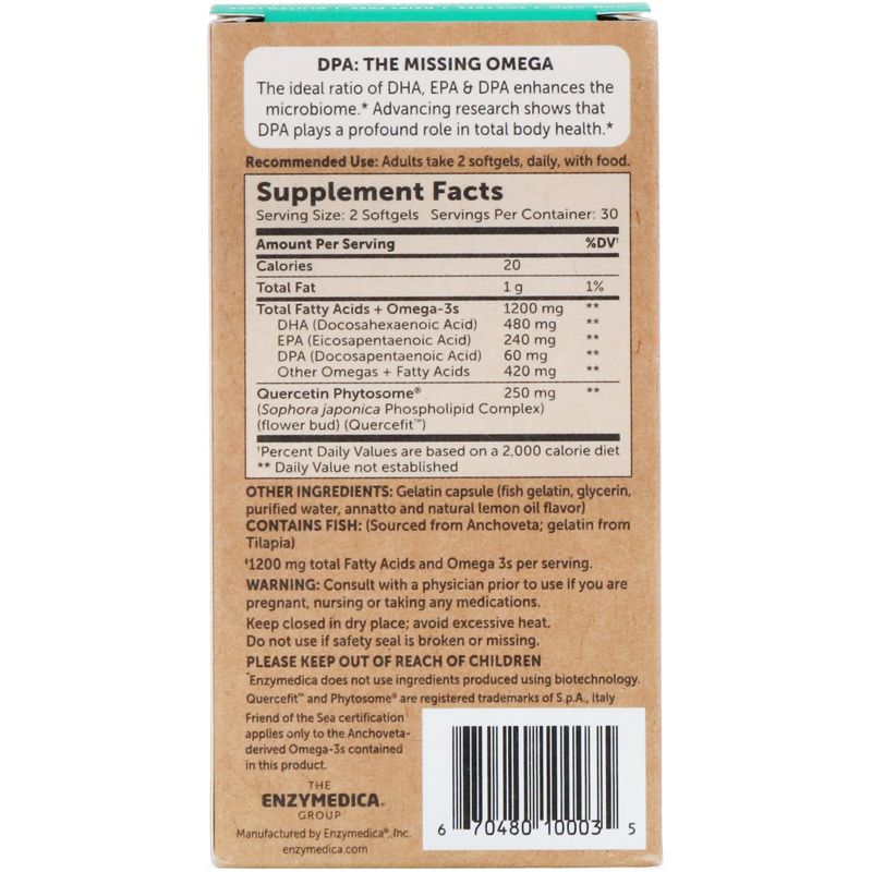 Enzymedica Aqua Biome, Fish Oil + Sports Performance, Lemon Flavor, 1,200 mg, 60 Softgels, Omegas and Fish Oil