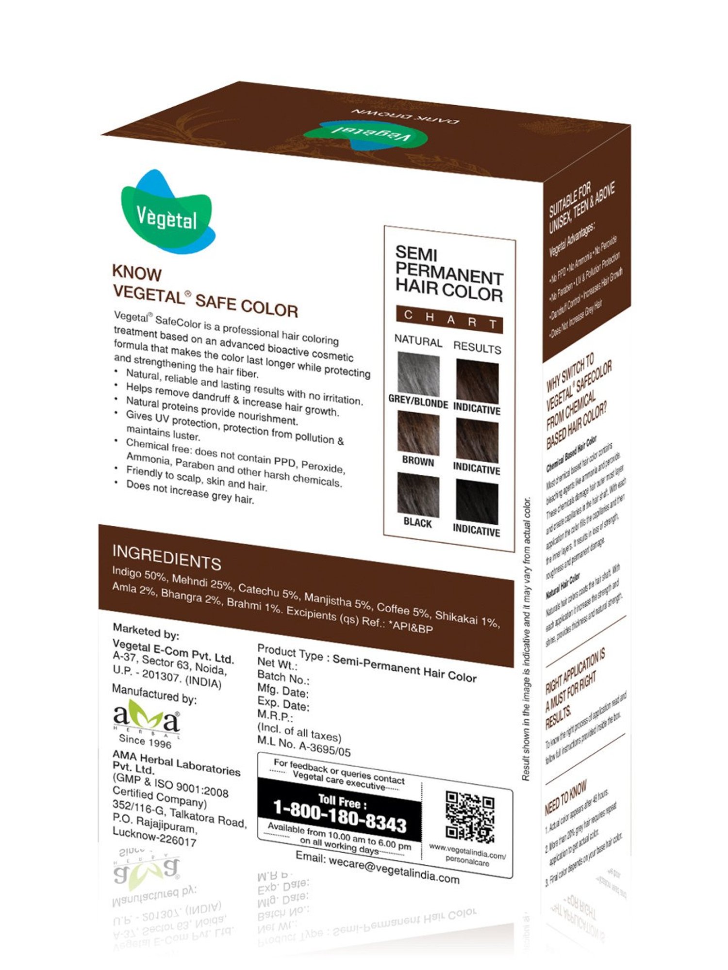 Vegetal Beard Safe Color Dark Brown - 25 gm