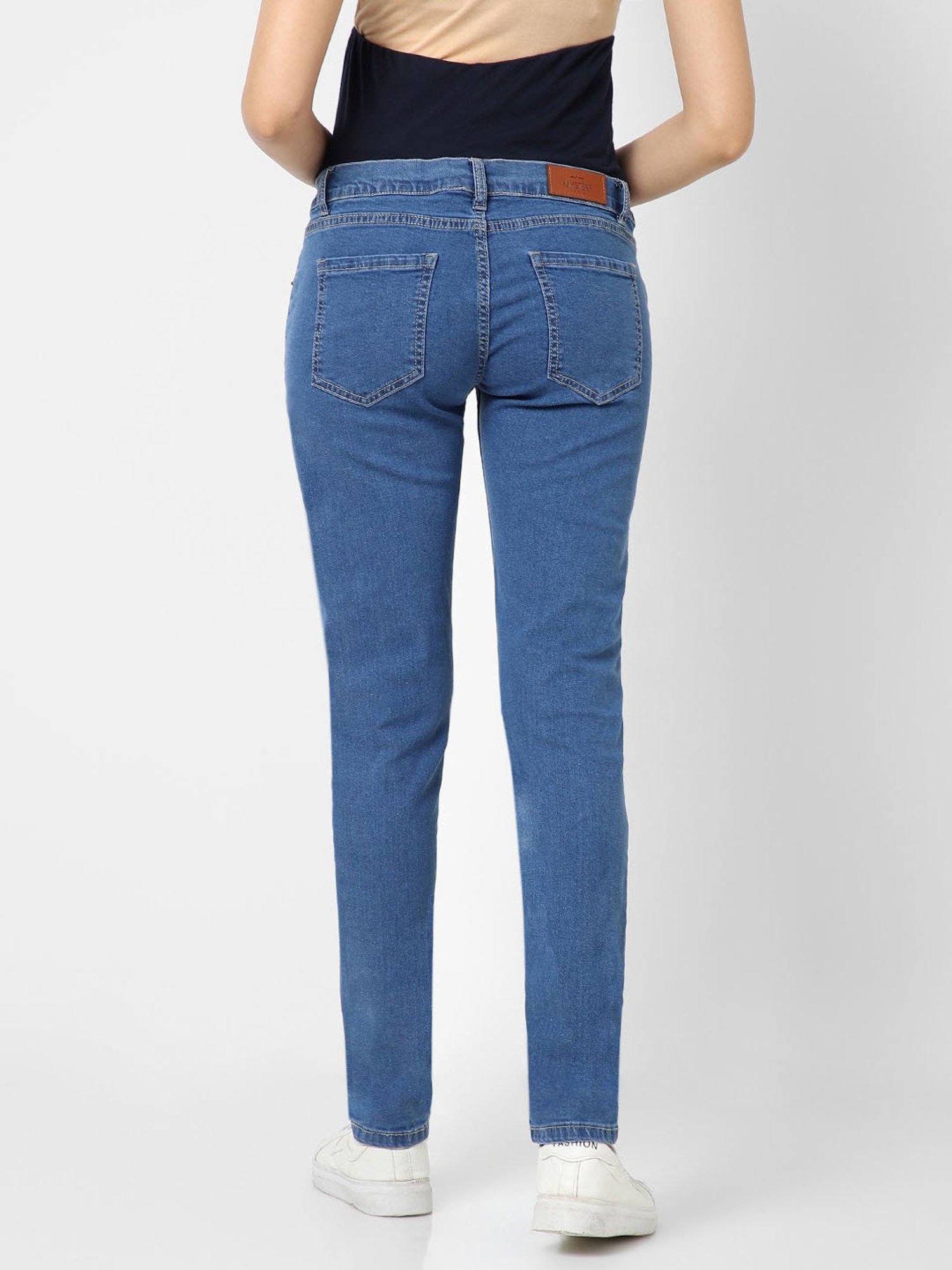 Mystere Paris Blue Cotton Maternity Jeans