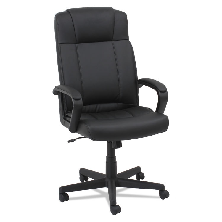 OIF - OIFSL4119 - Leather High-Back Chair, Fixed Loop Arms, Black