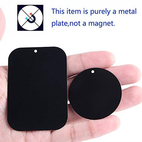 Metal Plate 8 Pack for Magnetic Phone Car Mount Holder Cradle with Adhesive Compatible with Magnetic Mounts 4 Rectangle and 4 Round Black