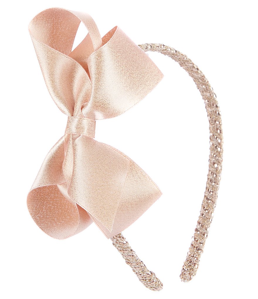 Edgehill Collection Little Girls Sparkle Satin Bow Wrap Headband