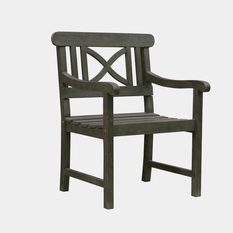 Renaissance 5pc Wood Outdoor Patio Stacking Dining Set - Gray - Vifah