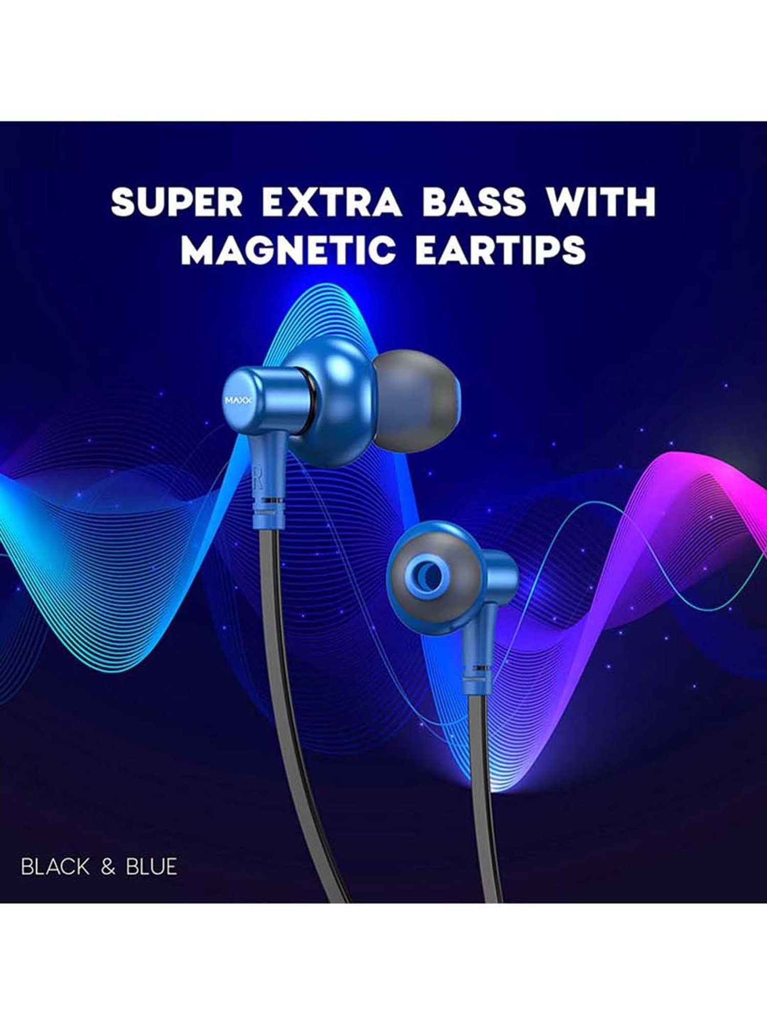 Maxx NX7 Wireless Neckband with Mic (Black/Blue)