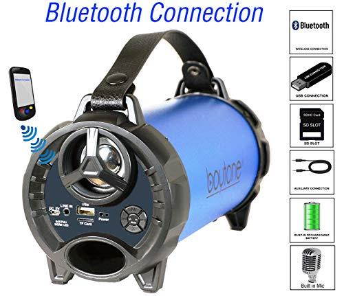 Boytone BT-40BL Portable Bluetooth Indoor/Outdoor Speaker 2.1 Hi-Fi Cylinder FM Built in Rechargeable Battery