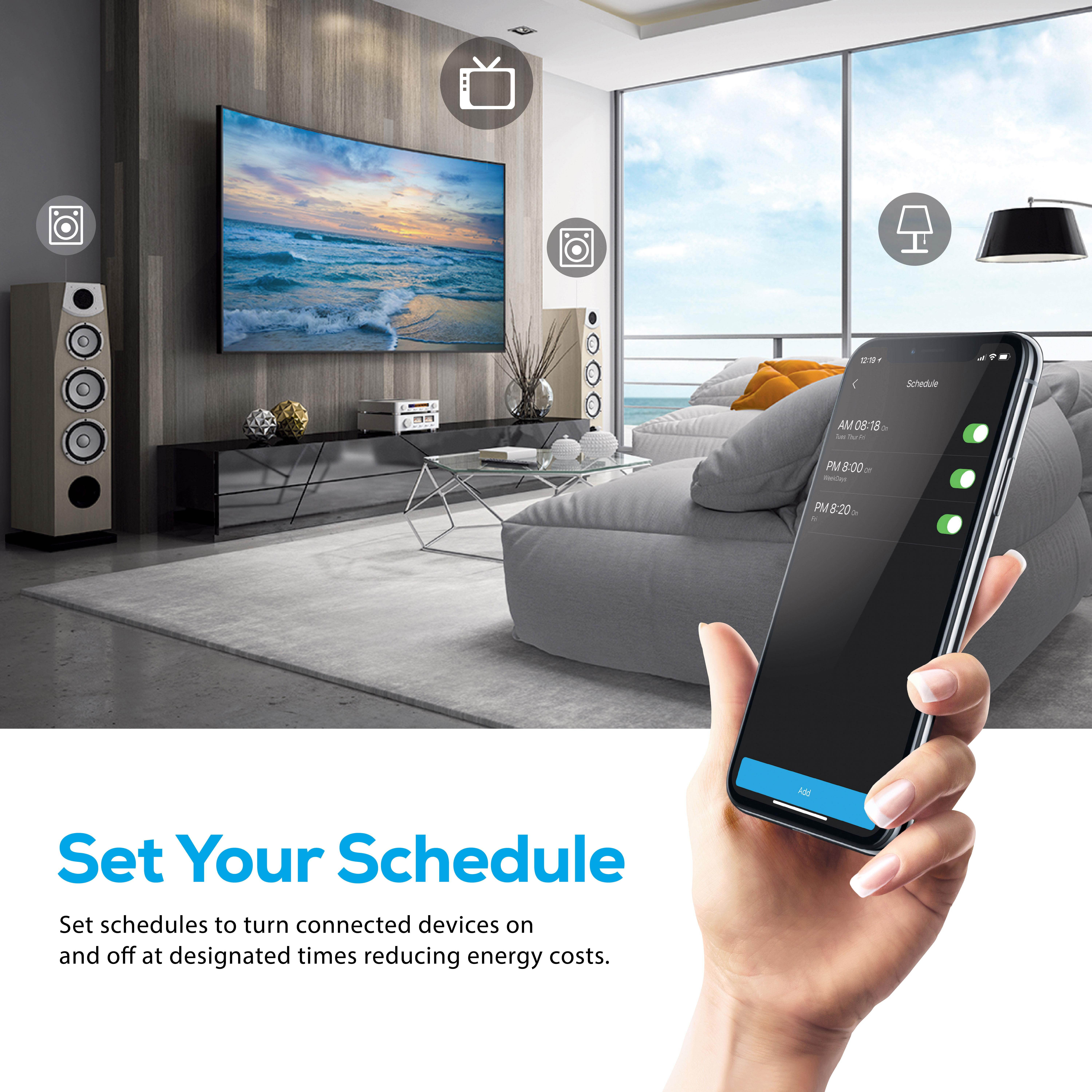 Geeni Surge Mini  Smart Wi-Fi Surge Protector - 3 Smart Outlets with Flexible Fabric Cable Works with Alexa The Google Assistant