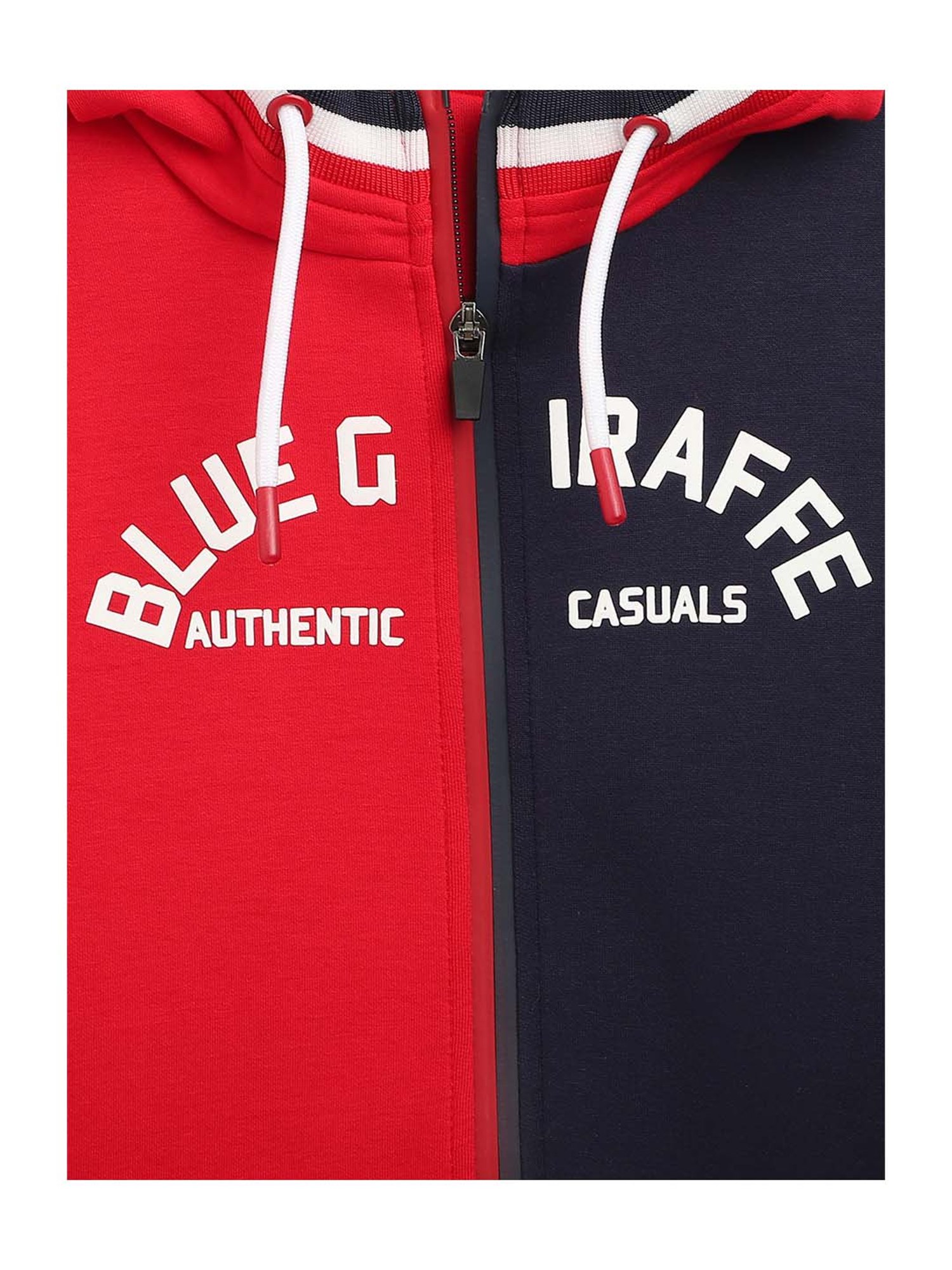 Blue Giraffe Kids Red Cotton Color Block Pattern Hoodie