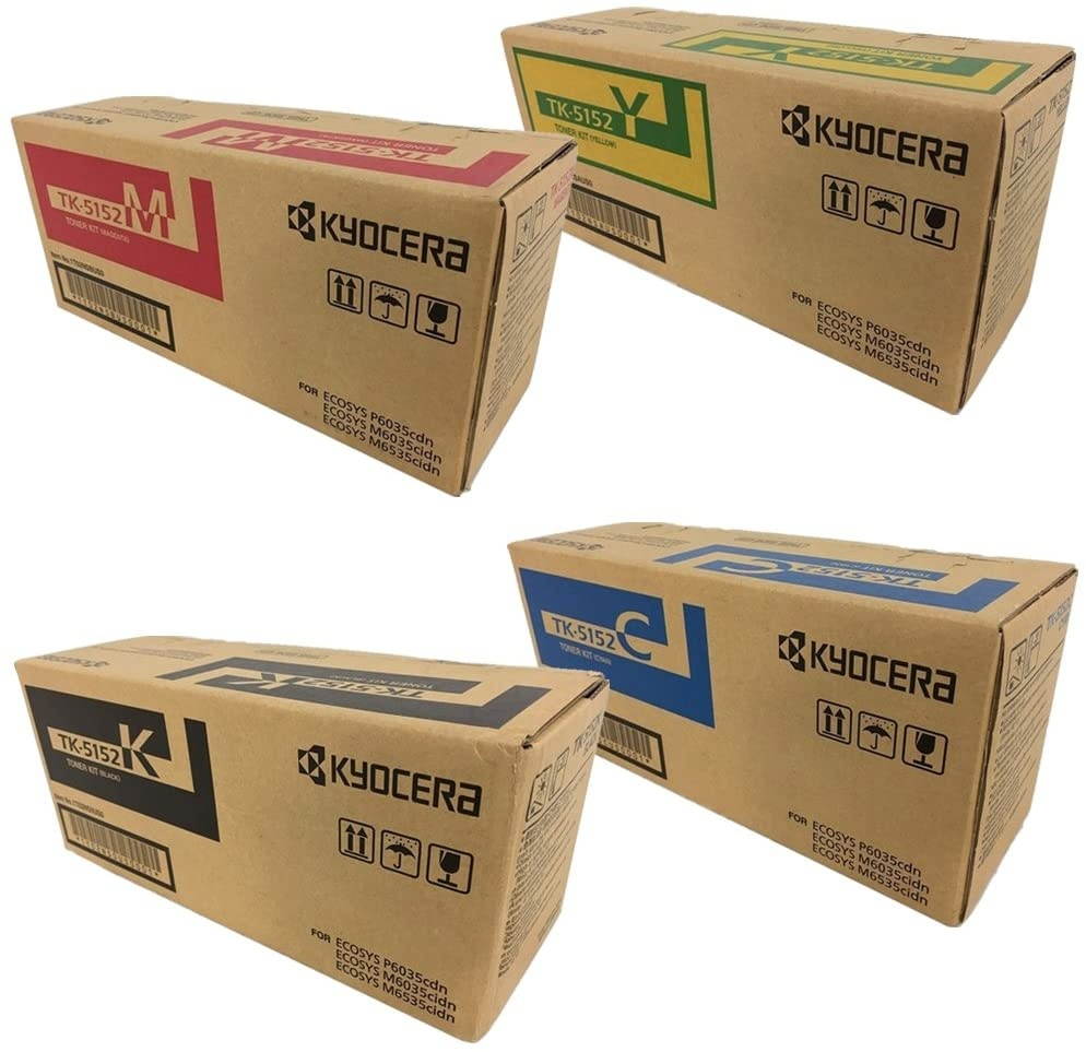 KYOCERA TK5152 Black, Cyan, Magenta, Yellow Original LaserJet Toner Cartridge Set for Kyocera ECOSYS M6035cidn, M6535cidn and P6035cdn