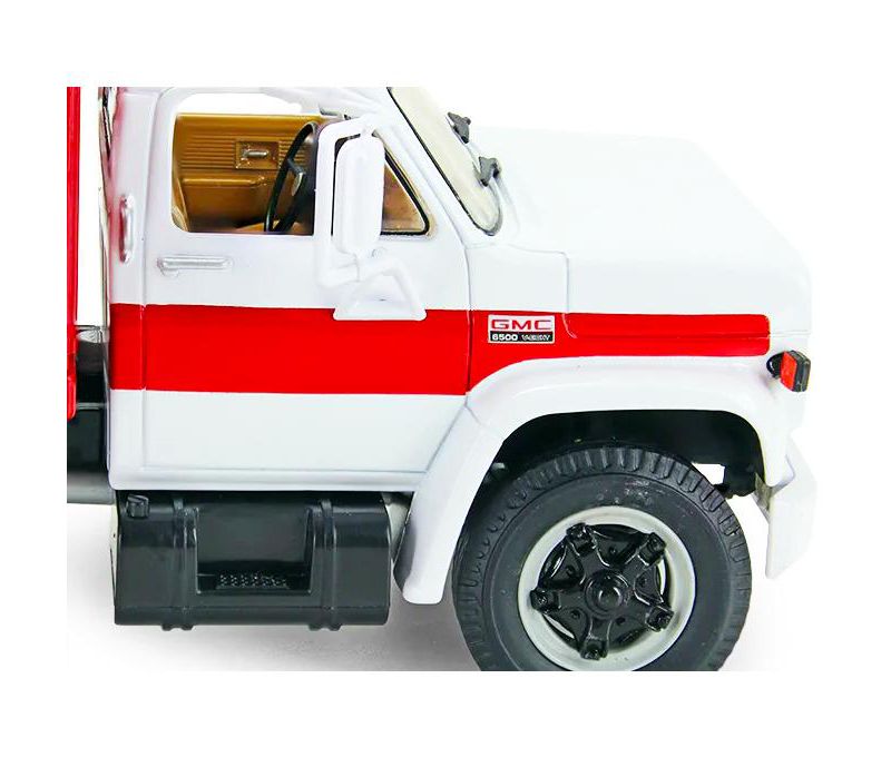 GMC 6500 Stake Truck White and Red 1/34 Diecast Model by First Gear