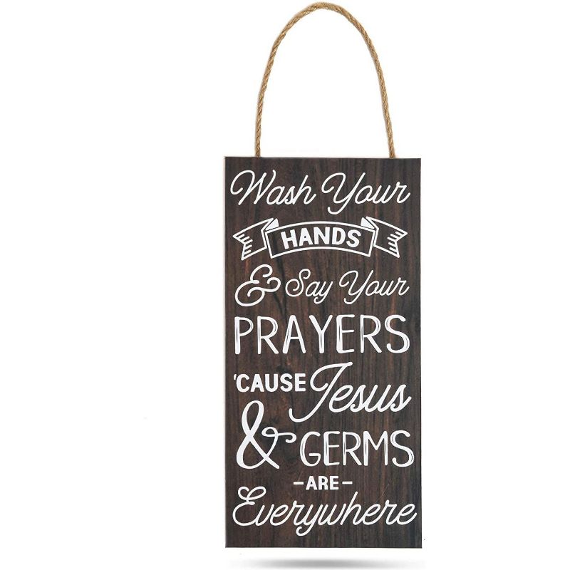 Bathroom Sign, Wash Your Hands and Say Your Prayers (4.7 x 9.4 In)