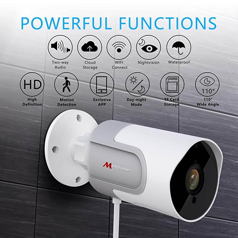 Outdoor Security Camera,  1080P Wireless WiFi Netvue Camera Home Surveillance Bullet Camera, IP66 Waterproof, Support 2 Way Audio Talk, Night Vision, Motion Detection, Cloud Storage Service