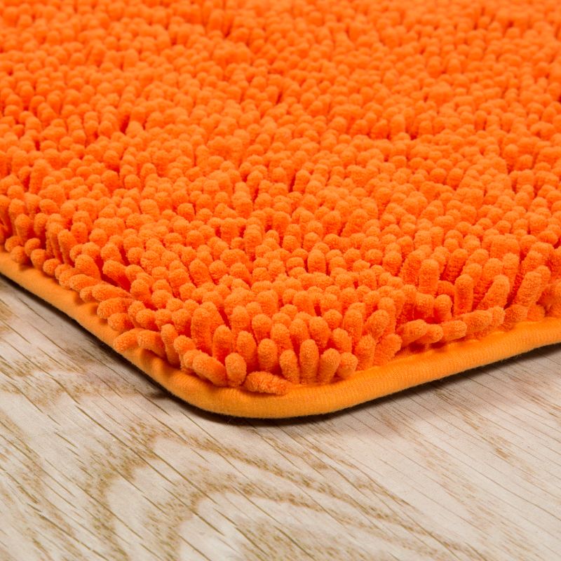 2pc Solid Memory Foam Shag Bath Mat Set Orange - Yorkshire Home