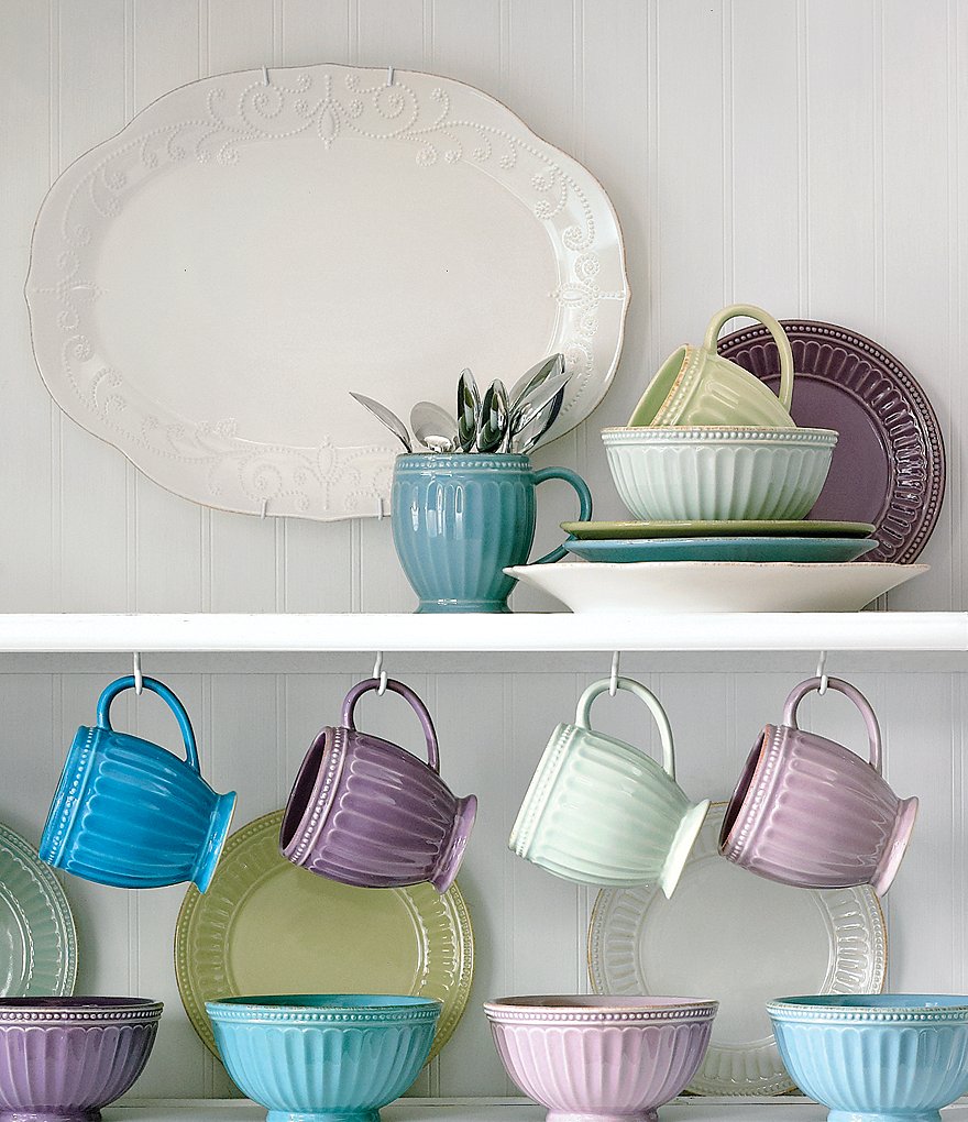 Lenox French Perle Scalloped Stoneware Oval Platter