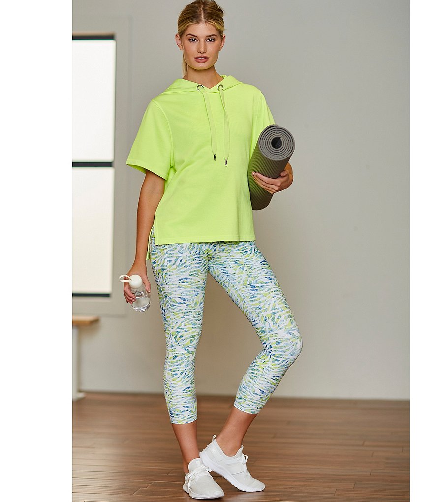 Eva Varro Animal Print Knit Jersey 3/4 Slit Sleeve Tunic